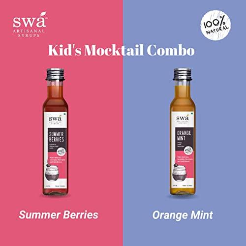 Swa Artisanal Syrups Swa Artisanal Syrups - Mocktails & Party Drinks Mixer Combo, 100% Natural, Makes 24-30 Drinks - Pack of 2 Syrups (250ml x 2)