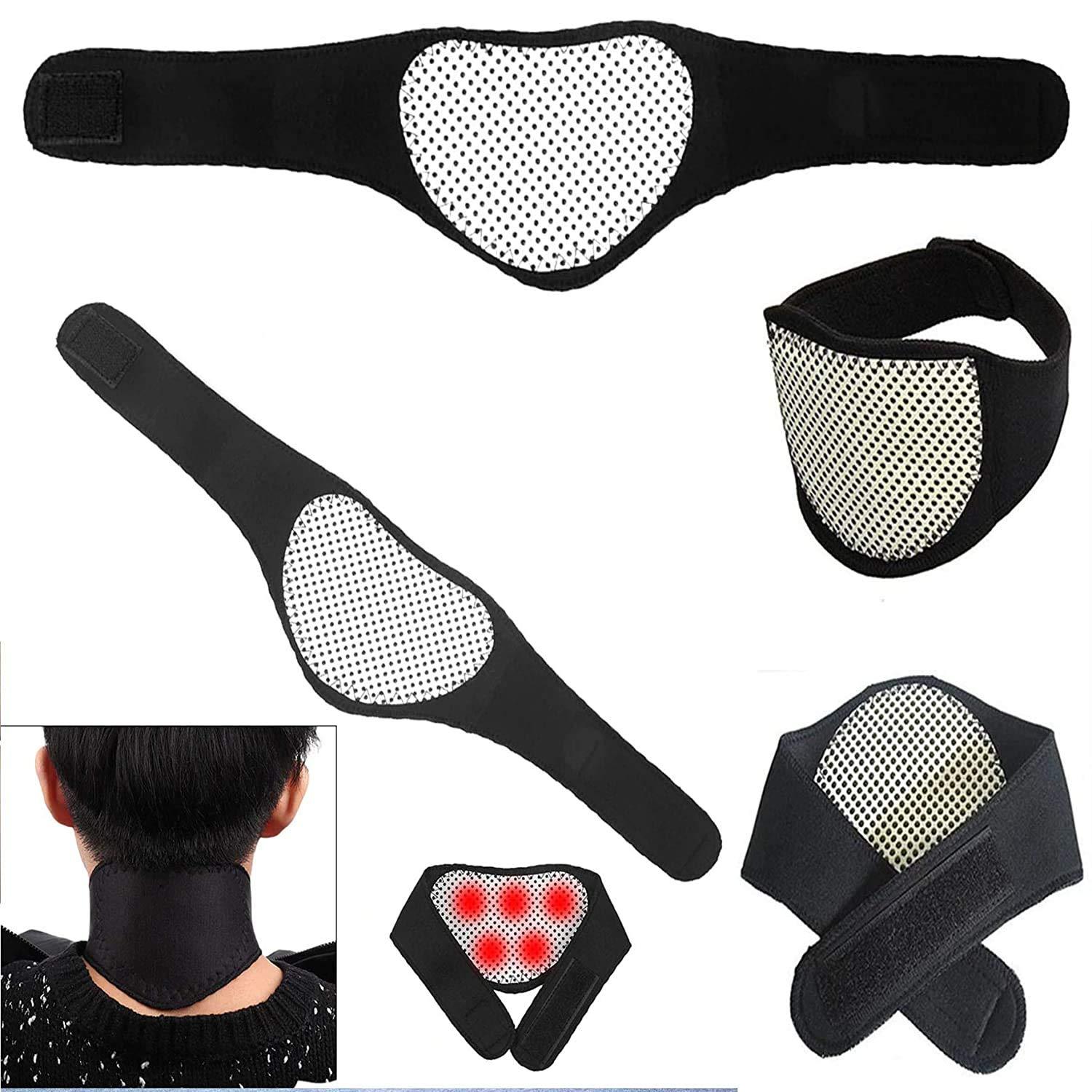 ÉNORME ?norme Magnetic Therapy Neck Belt Tourmne Self Heating Magnetic Therapy Neck Wrap Belt Brace Pain Relief Cervical Vertebra Protect Pack Of 2
