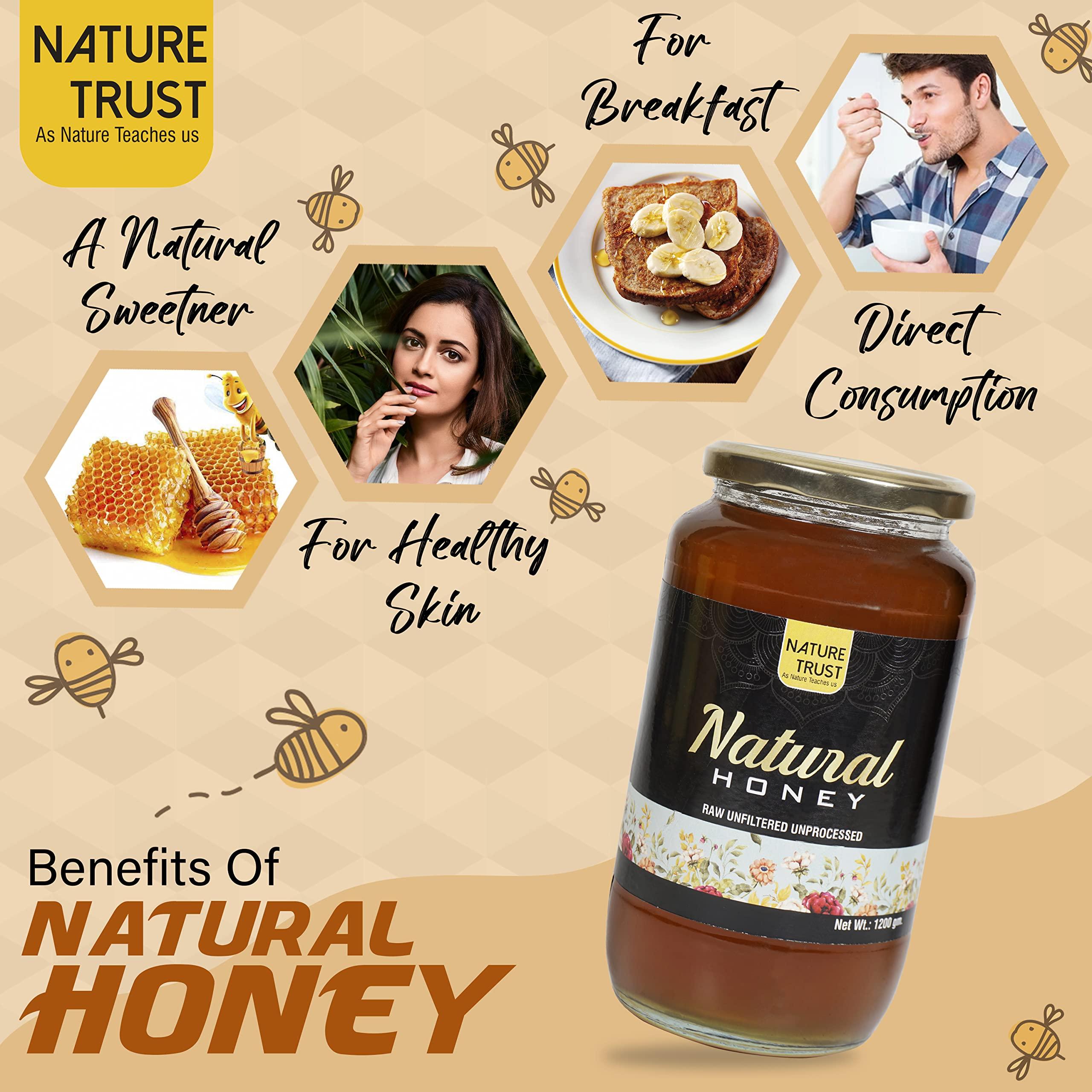 NATURE TRUST NATURE TRUST Natural-SIDR 1200g pack of 2 Pure & Premium Himalayan &100% Pure & Natural Honey Unprocessed Honey|Pure Organic Raw Honey no preservatives|no Added Sugar (1.2kg Pack of 2)