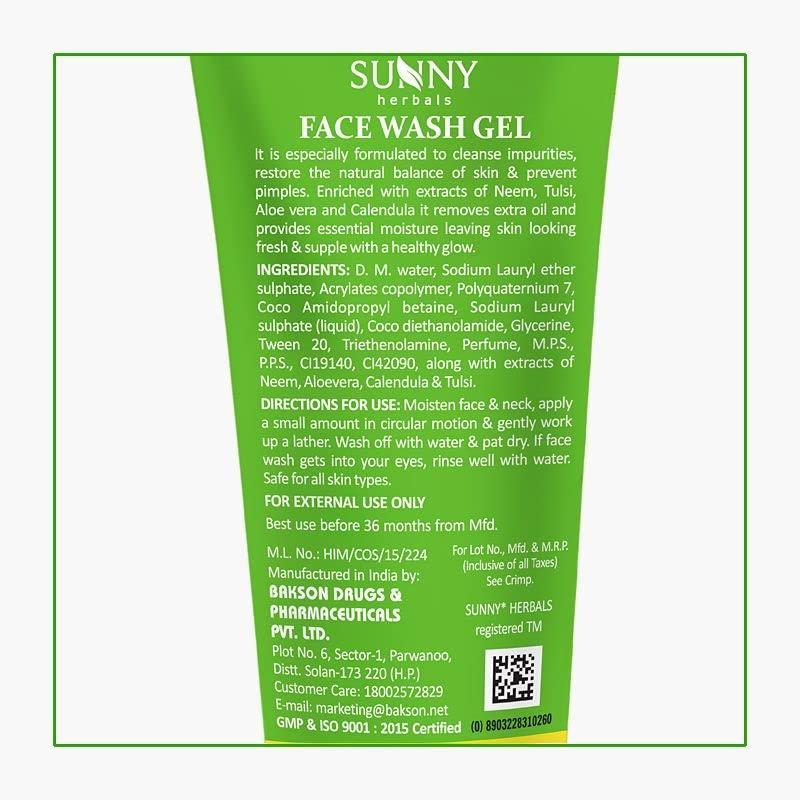 SUNNY Sunny Face Wash Gel Enriched With Aloevera, Neem & Tulsi For Cleansing, Preventing Pimples & Removing Extra Oil | Moisturizes & Gives Healthy, Fresh & Supple Skin | For All Skin Type, 110ml