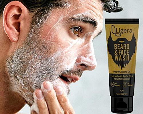 Ligera Ligera Face & Beard Wash For Men with Activated Charcoal, Jojoba & Vitamin E | Made in India (Pack Of 3)