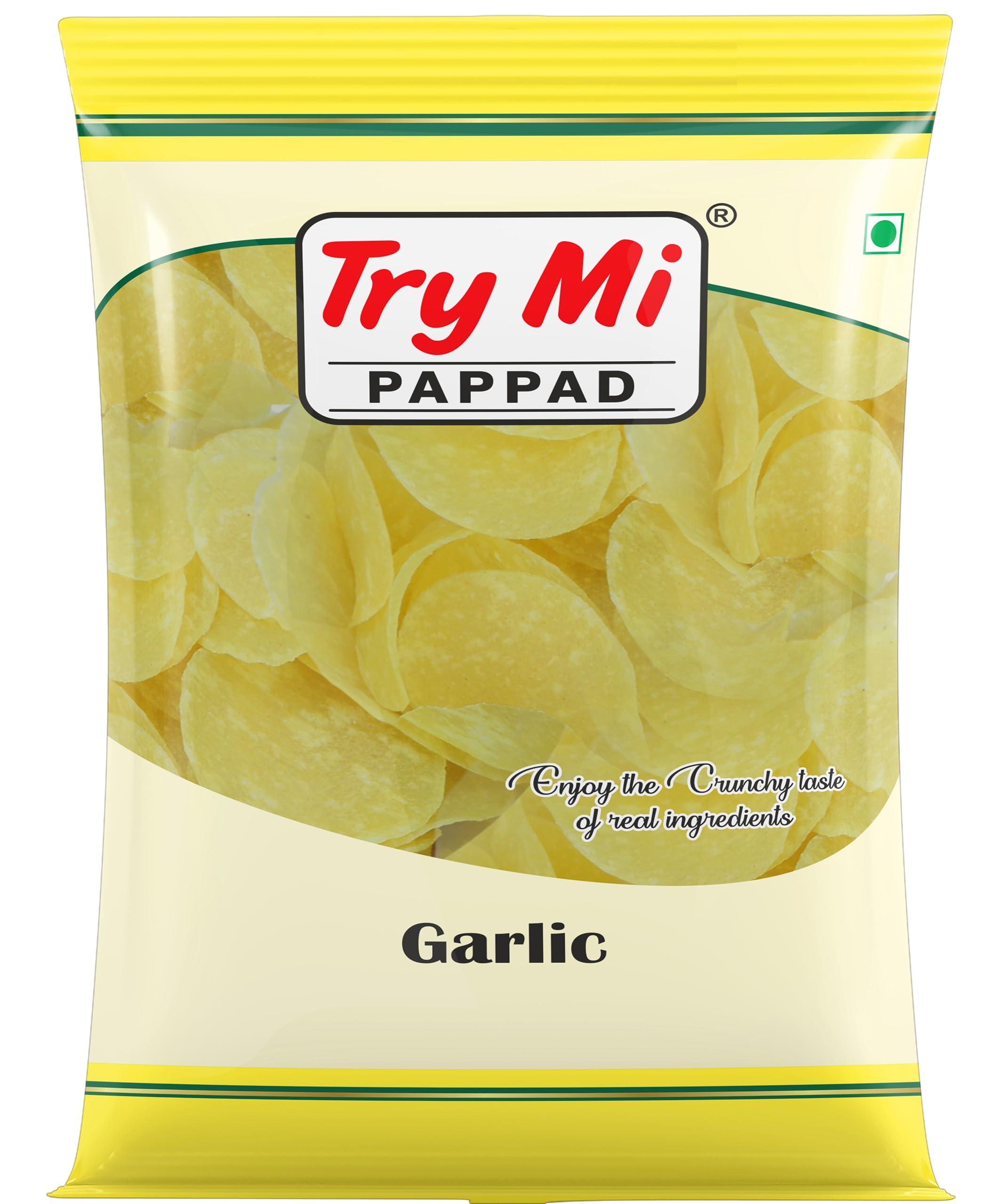 Try Mi PAPPAD Try Mi Pappad Garlic Papad 200 Gram Pack of 1 (200G) - Garlic Vadagam * Garlic Fryums * Garlic Applam * Garlic Appalam (Garlic)