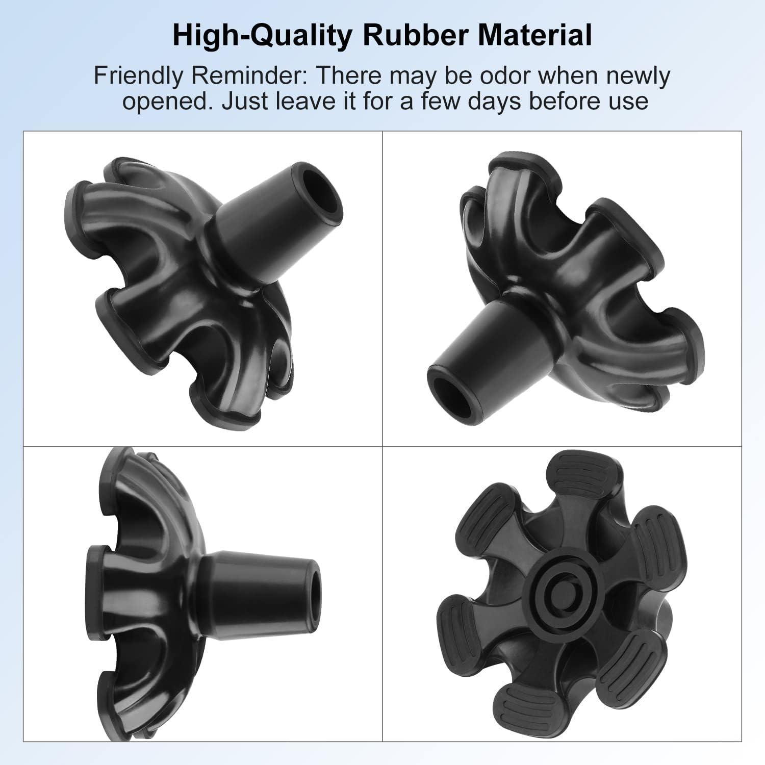 supregear supregear Cane Tip with 6 Prong, Non-Slip 6 Support Rubber Cane Tip Self Standing Replacement Cane Tip for 3/4 (0.75) Inch Diameter Standard Walking Cane Folding Cane Cane Accessory, Black