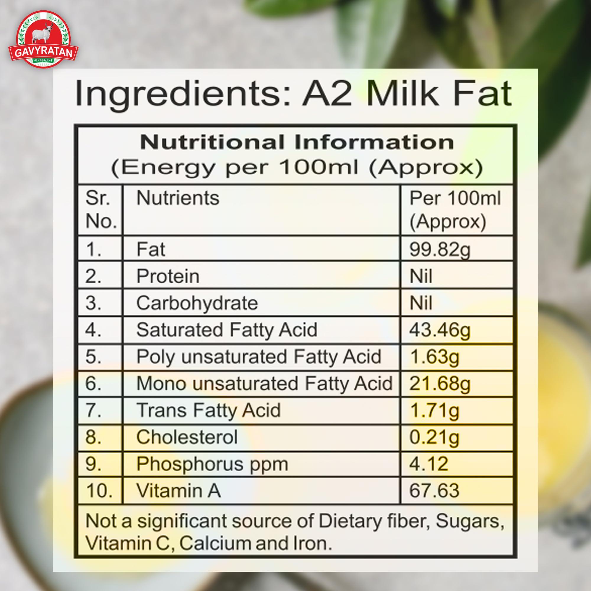 GAVYRATAN GAVYRATAN 100% Pure Tharparkar A2 Cow Ghee: Made Using Traditional Bilona Method in Glass Jar - Non GMO and Organic (Pack of 2)