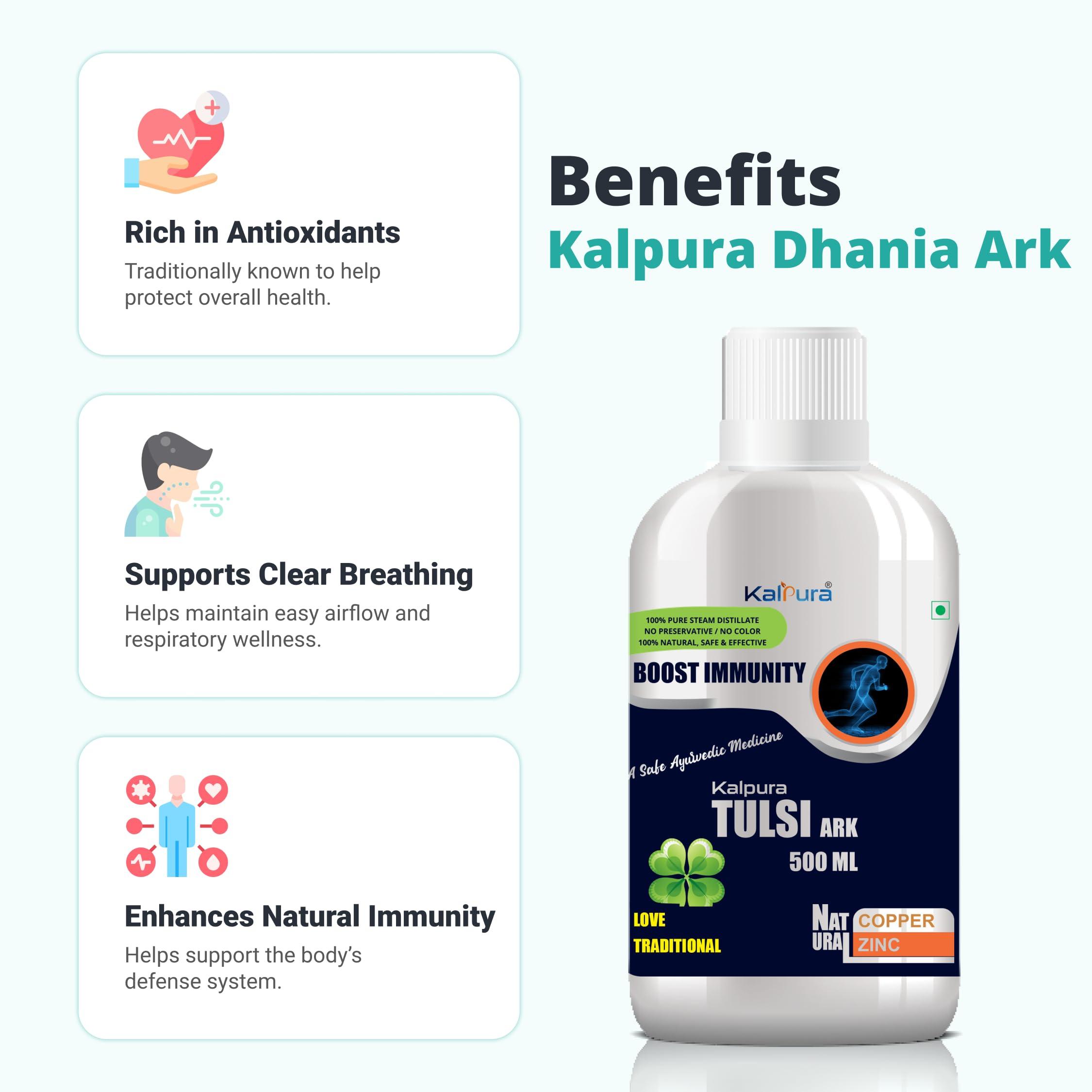 Kalpura Kalpura Tulsi Ark - India\'s First 100% Pure without Artificial Color - Taste and Chemicals - Pure Natural Drink/Distillate/Ark - Pure Distillate - Ark. - 1Ltr. (Pack of 2 Bottle 500ml each)