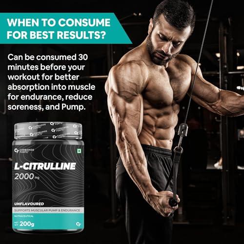 Carbamide Forte Carbamide Forte L Citrulline Powder 2000mg | Boosts Nitric Oxide, Pre Workout Supplements for Men & Women - Unflavoured - 100 SERVINGS - 200g