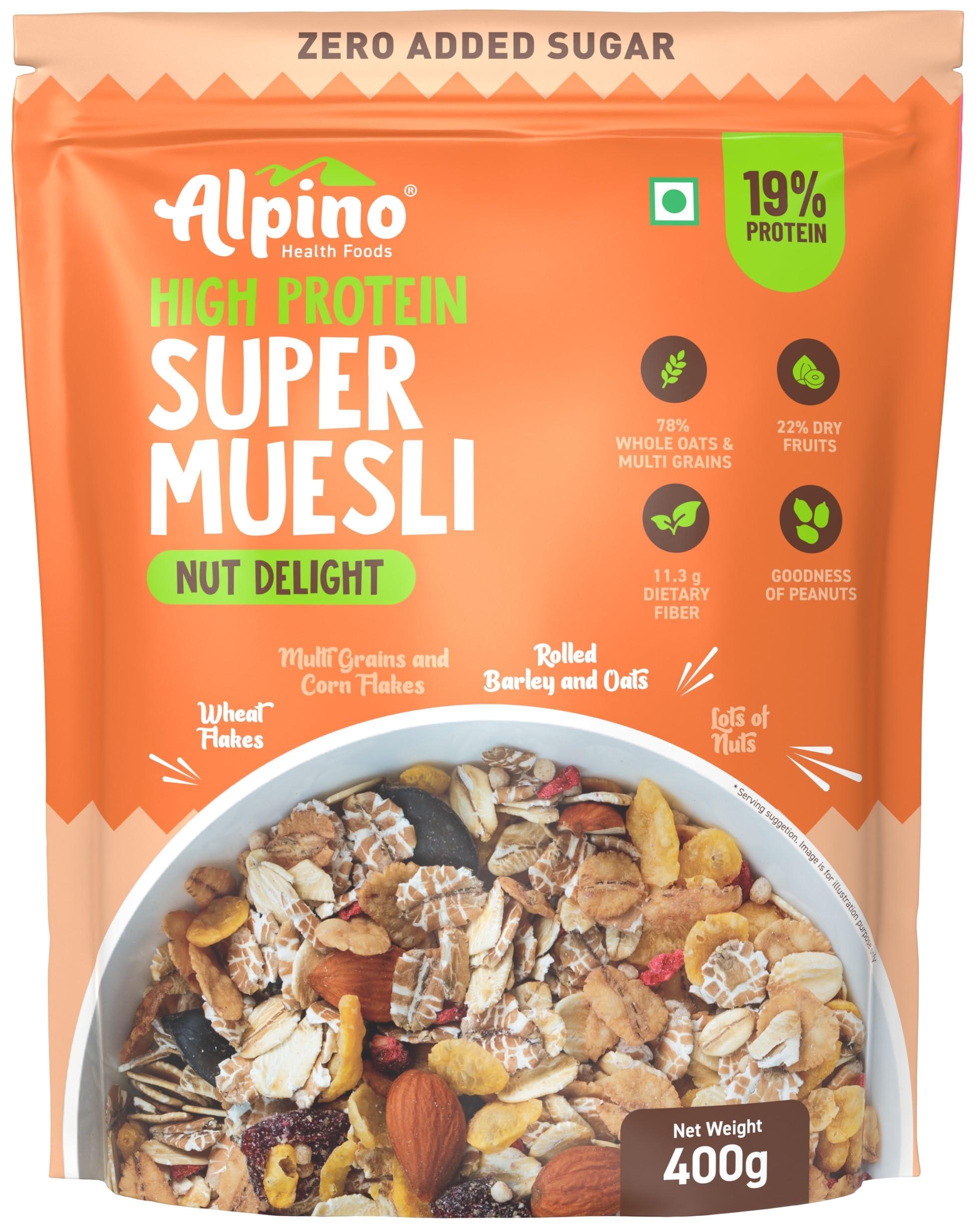 Alpino ALPINO High Protein Diet Super Combo - Natural Peanut Butter Crunch 1kg, Super Muesli Nut Delight 400g, Chocolate Peanut Butter Smooth 1kg