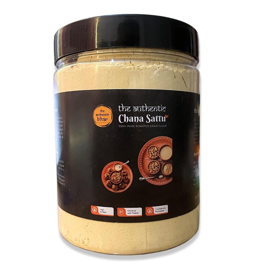 The Authentic Bihar The Authentic Bihar Chana Sattu ( 100% Pure Roasted Gram Flour ) | Instant Food or Drink enriched with Fibre & Protein (1000 G)