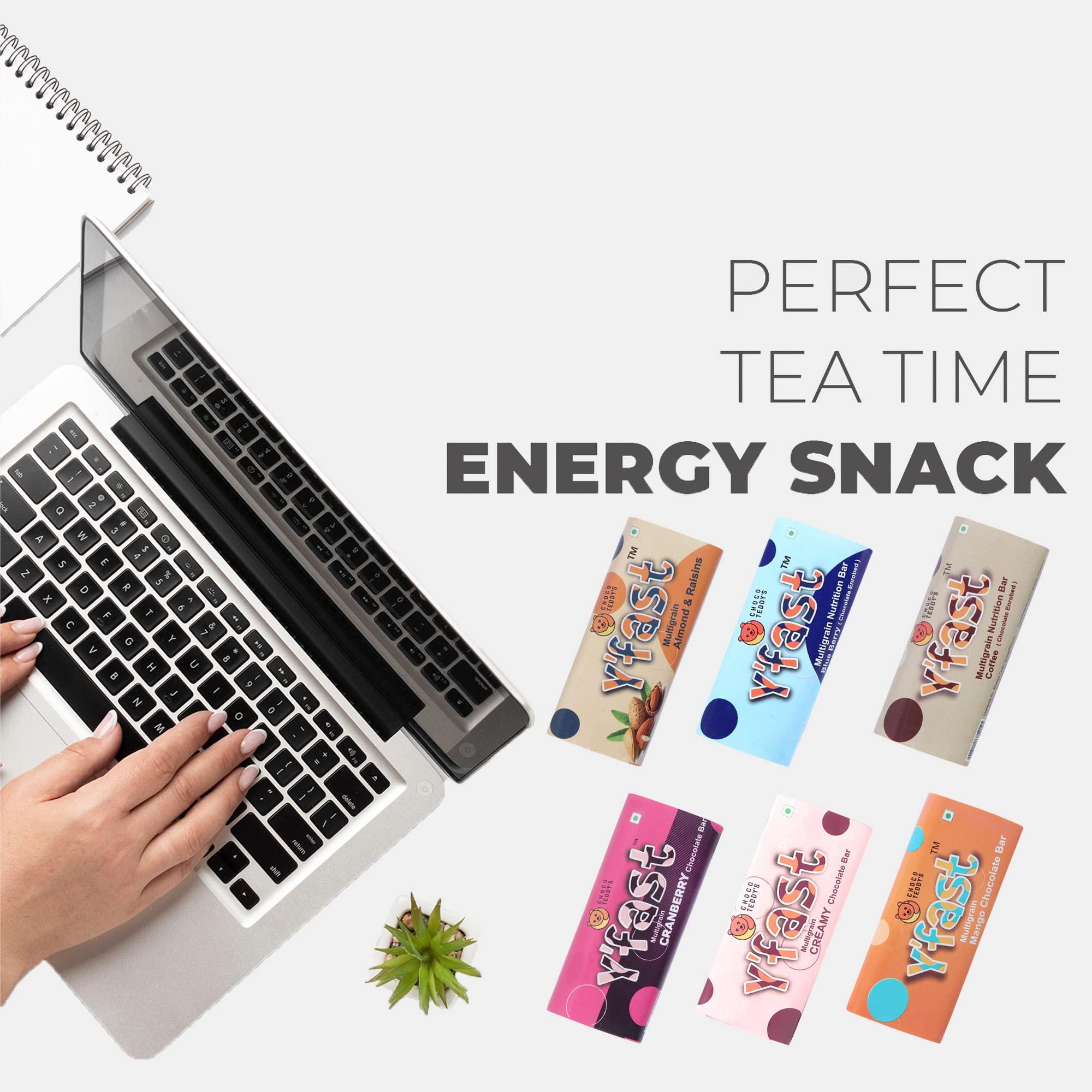 CHOCO TEDDY'S Choco Teddy\'s YFast Bars (10 Choco Bars) Multigrain Chocolate Bar Pack of 10-550 g (Cranberry)