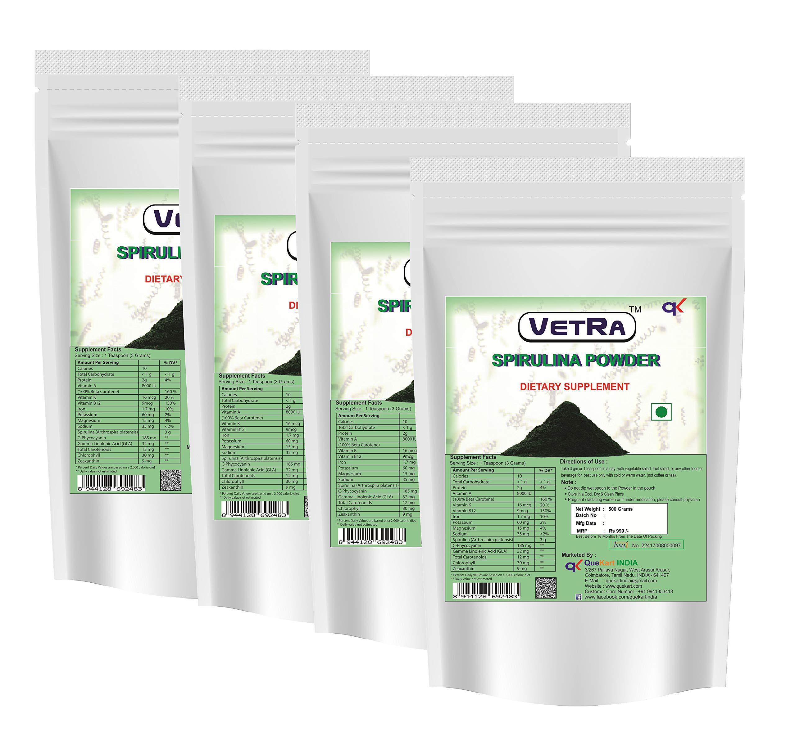 Vetra Spirulina powder 2 KG - (Pack of 4) 500 Grams