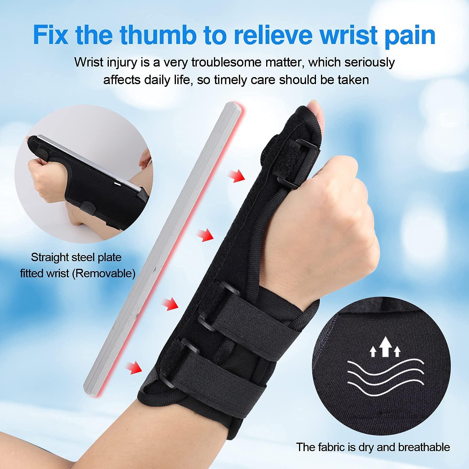 FDTY Adjustable Thumb Brace - Thumb Spica Splint for Sprains, Arthritis, Tendonitis - Lightweight and Breathable - Thumb Stabilizer Provides support to sore, injured thumb for Men and Women (Right Hand)