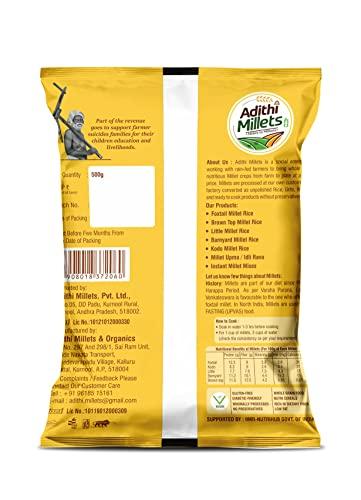 Adithi Millets Siridhanya 1.5kg BrownTop,Foxtail&Barnyard Milet 3packs 500gms whole grains organic Combo pack unpolished Siridhanya Millets Rice