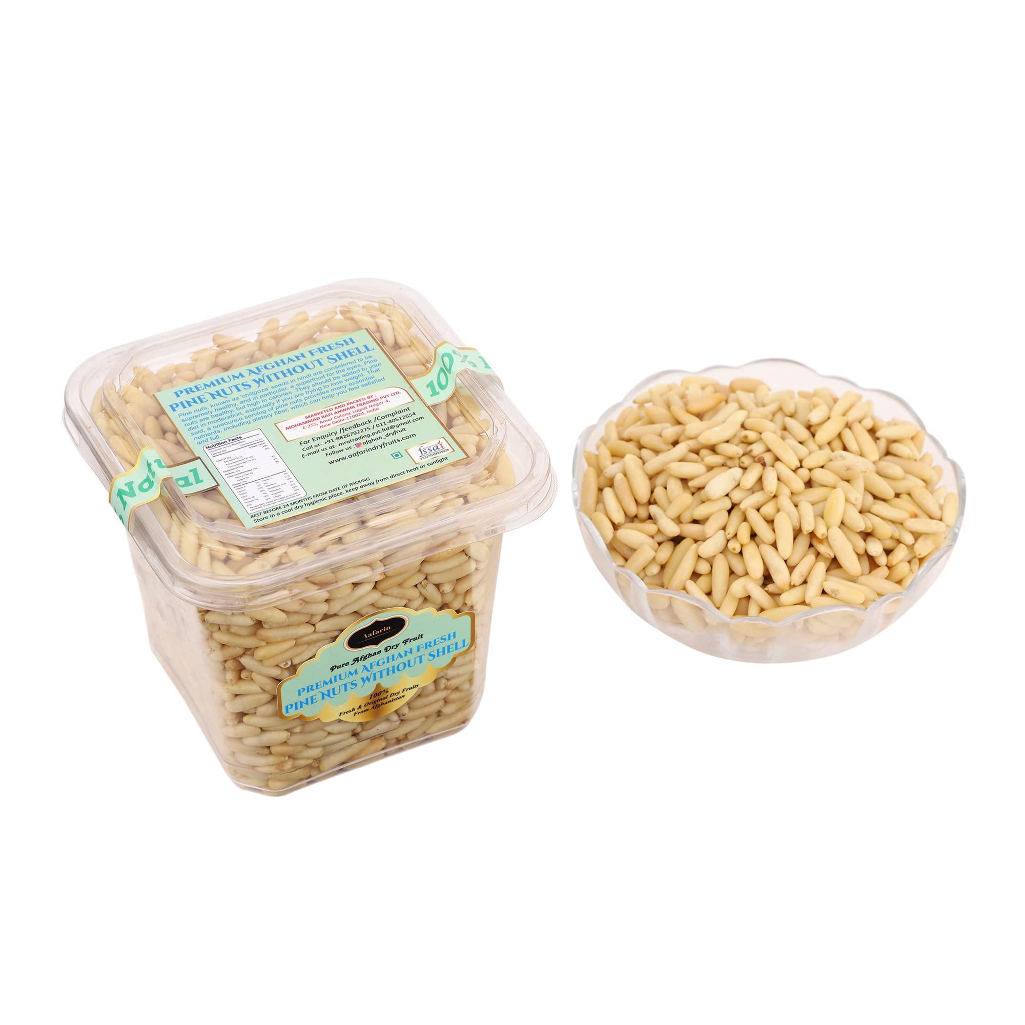 AAFARIN AAFARIN PREMIUM AFGHAN FRESH PINE NUTS WITHOUT SHELL ( CHILGOZA / CHIGOJE MAGAZ / NEZE ) (250 GRM)