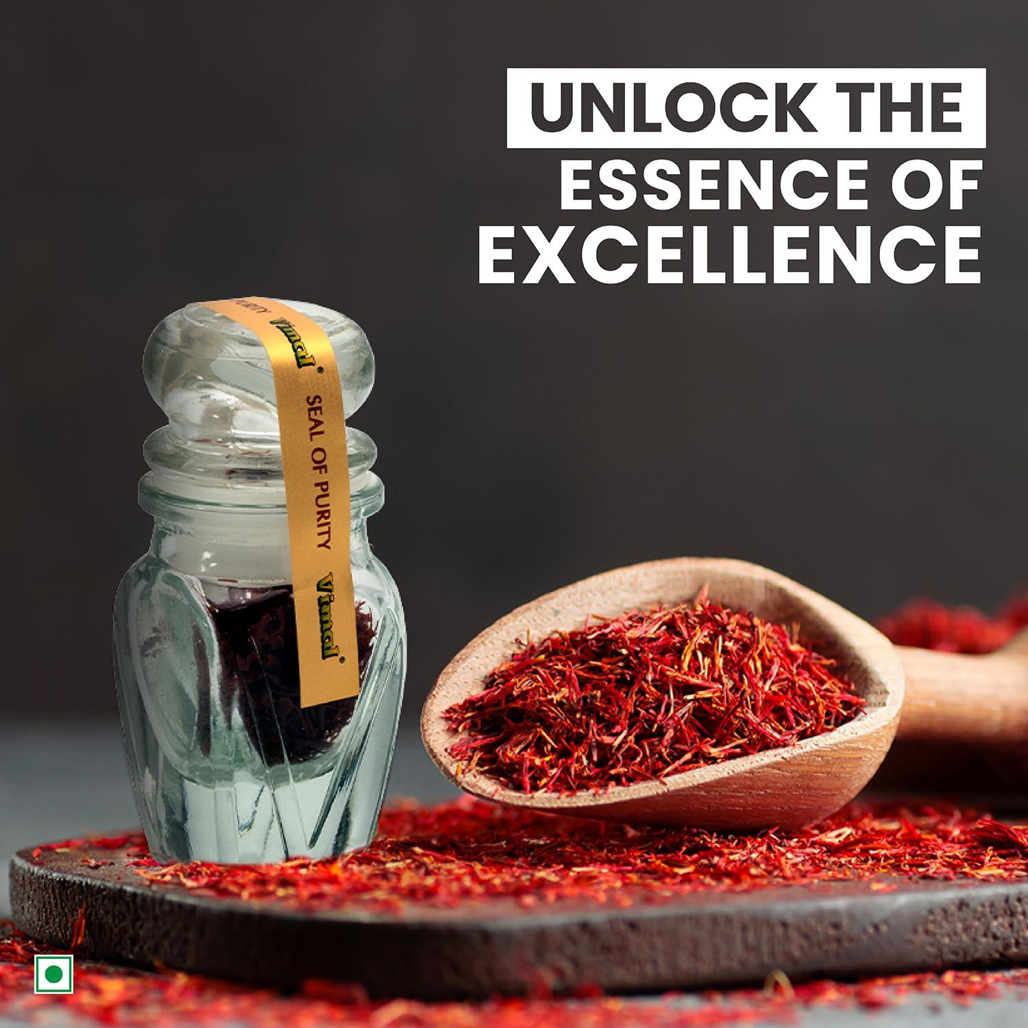 Vimal Vimal Premium Kesar Original & Pure Saffron for Tilak | Pack of 1 Glass bottle (1g x 1) | Biryani | Improved Health