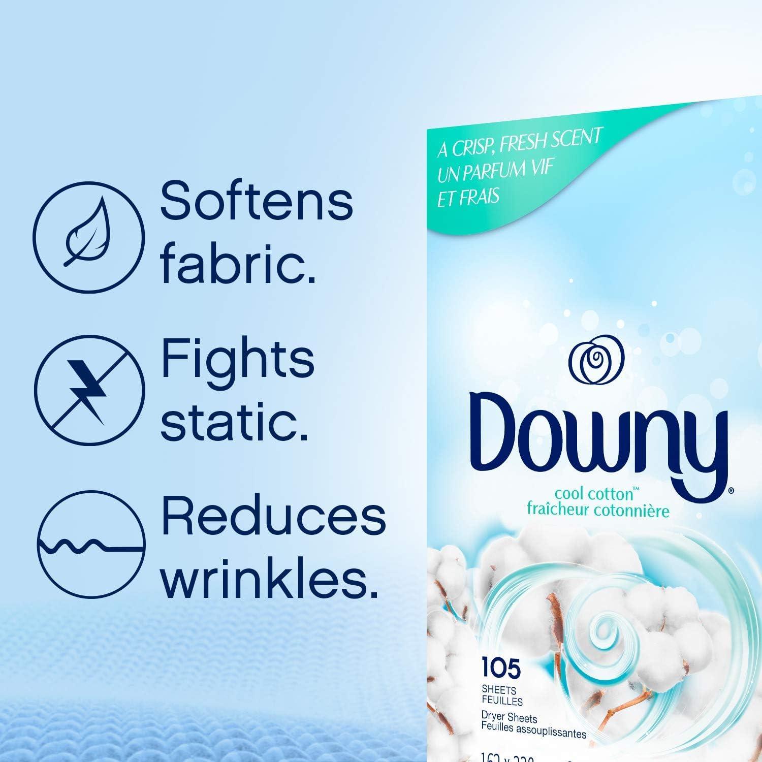 Downy Downy Fabric Softener Dryer Sheets, Cool Cotton, 240 Count