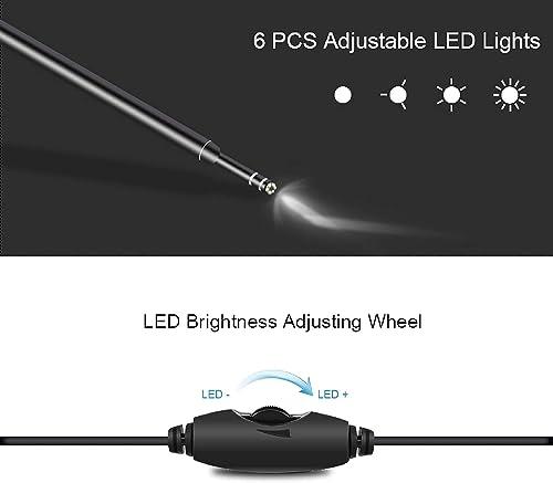 Abhsant Abhsant Ear Cleaning Endoscope with 6 LED Light and Ear Wax Removal Tool Suitable for Tablet and Computer, Digital ear otoscope inspection with adjustable LEDs and waterproof camera