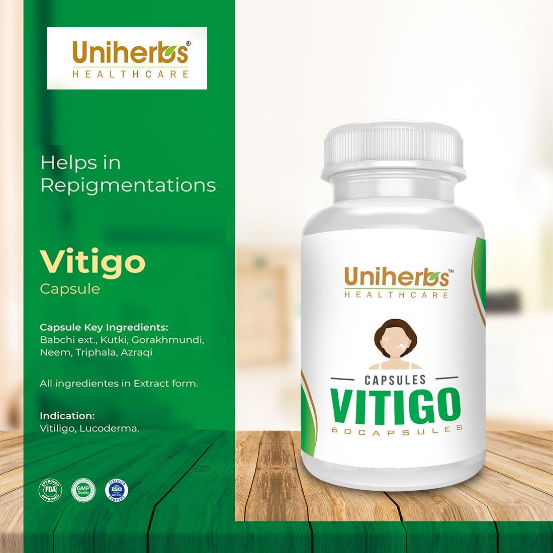 Uniherbs Uniherbs Vitigo Capsule For White Patches, Discolouration, Repigmentation Ayurvedic Medicine For Men and Women,(60 Capsule) (1)