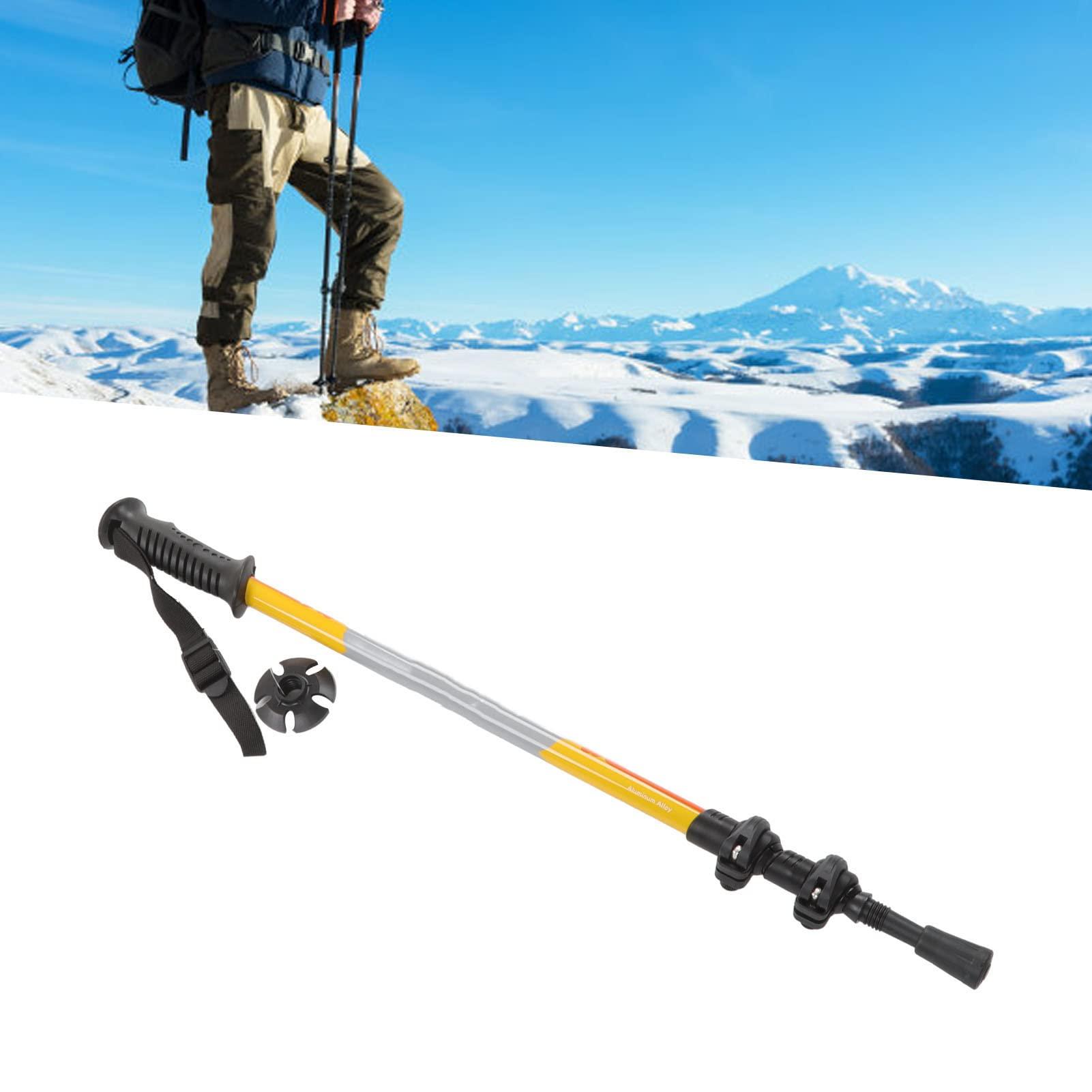 Asixxsix Mountain Climbing Pole , Retractable Walking Stick Portable Sweat Absorbent High Stiffness for Expedition (Yellow)