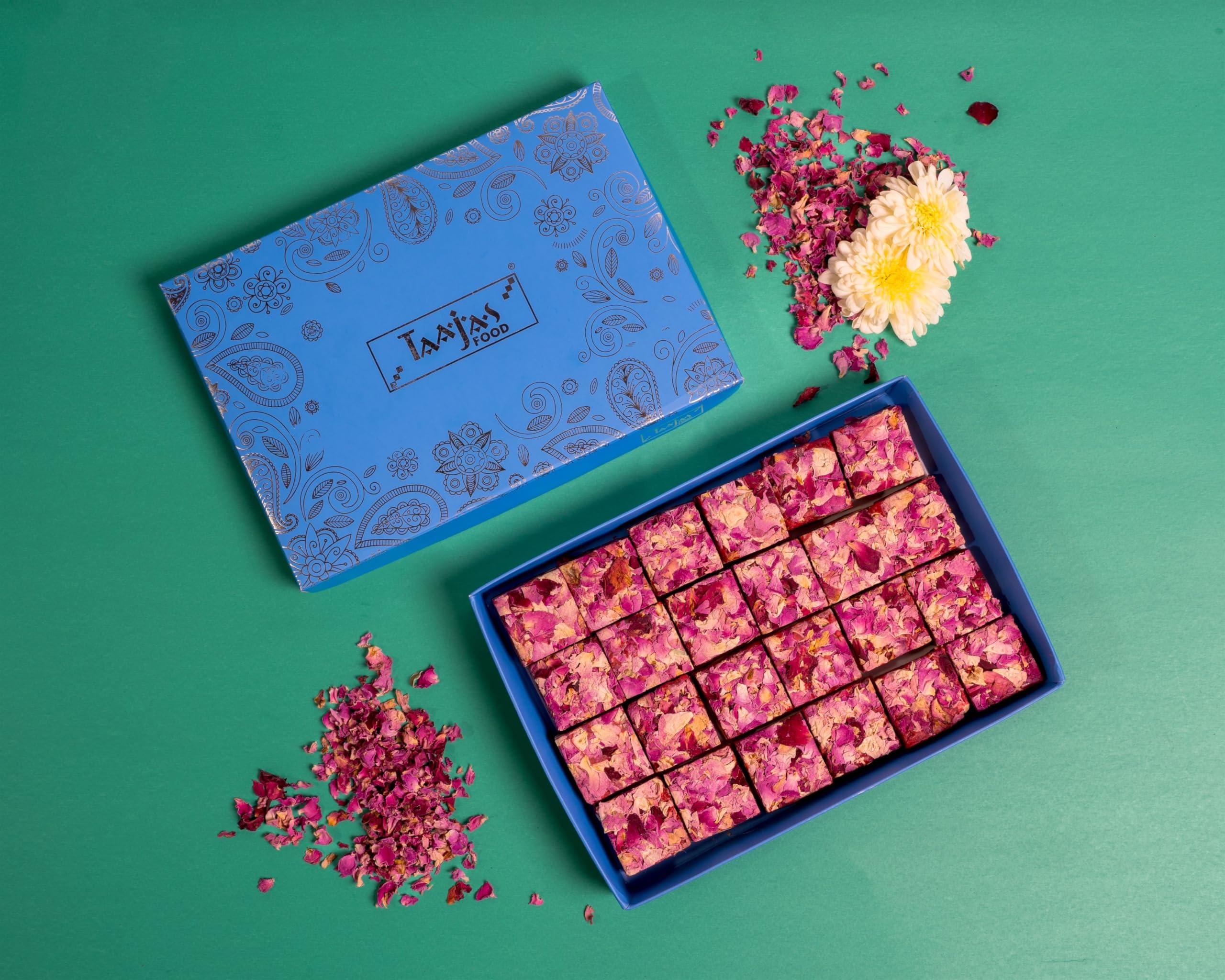 Taajas Food TAAJAS FOOD (Since 2003) Shahi Gulab Pak | Made with Roasted Nuts (Cashews & Almond) | Sweets Gift Pack | Traditional Indian Sweets/Mithai | No Preservatives, No Artificial Color & Flavors (500 GM)