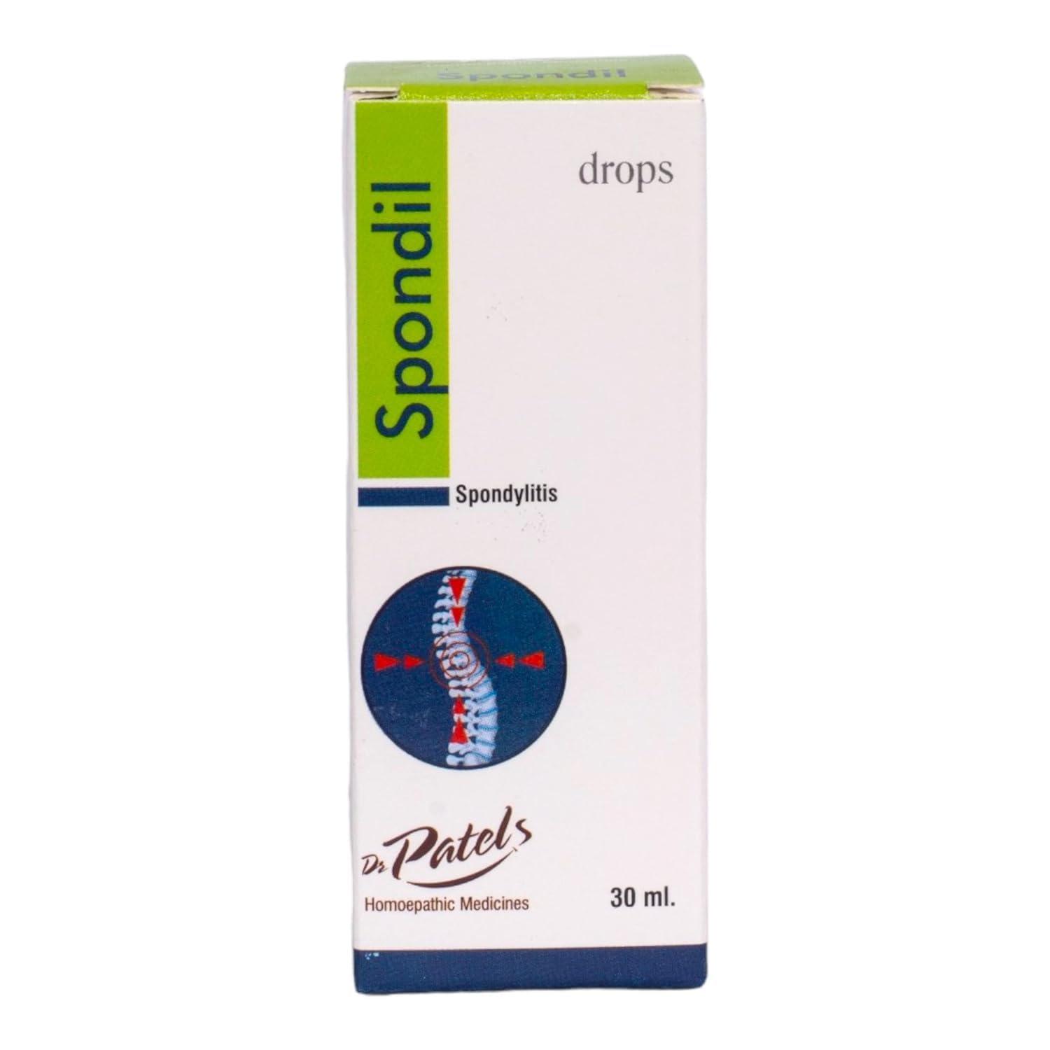 DR PATELS HOMEOPATHIC MEDICINES Dr Patel\'s Homeopathic Spondil Drops for Cervical Spondylitis | Help To relief pain from spine, neck and back 30 ml