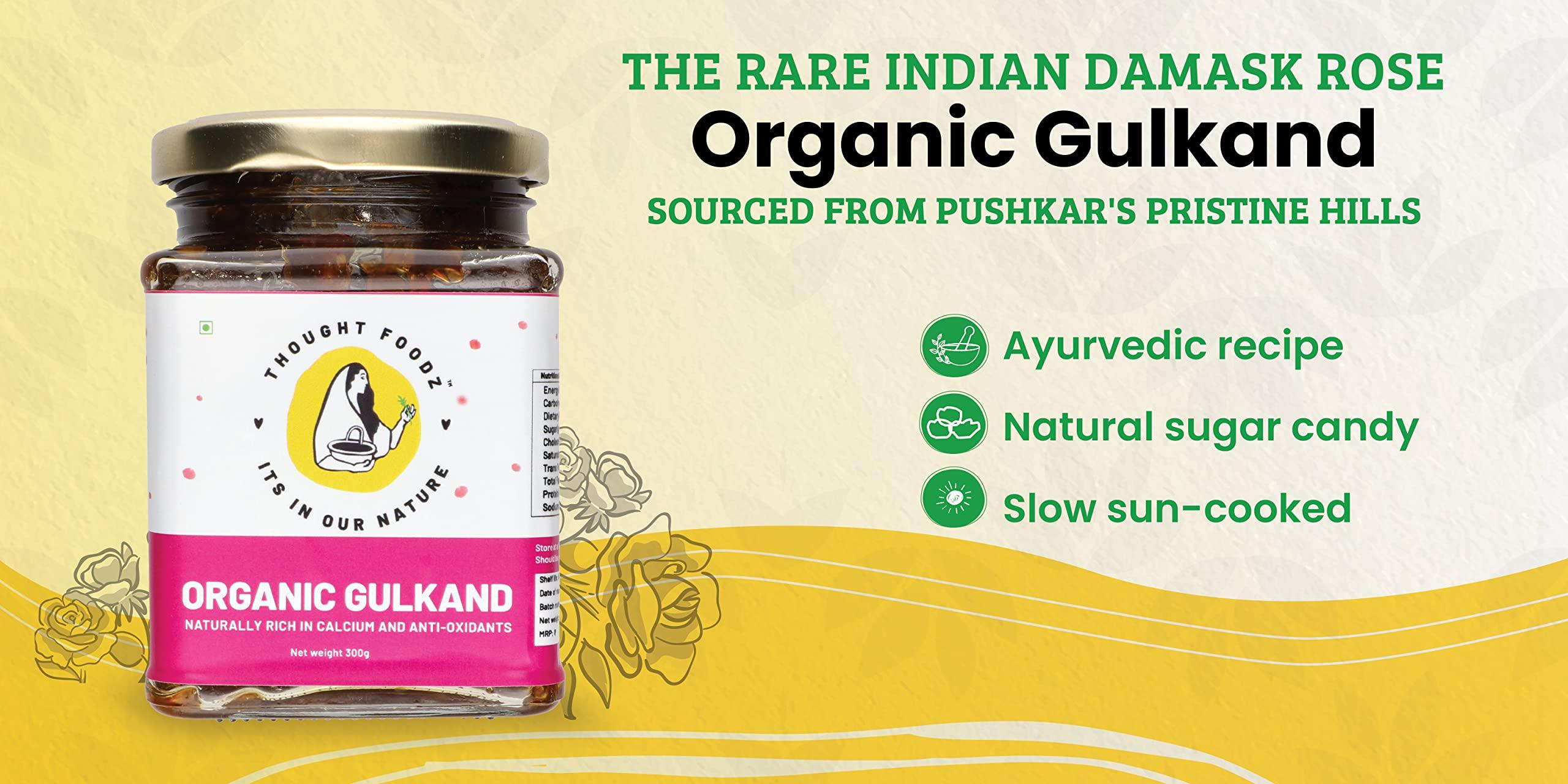 THOUGHT FOODZ ThoughtFoodz Pure, Natural & Organic Gulkand | Healthy & Tasty Sugar and Chemical Free | No Added Flavour & Artificial Color Jar, 600gm (300gm x Pack of 2)
