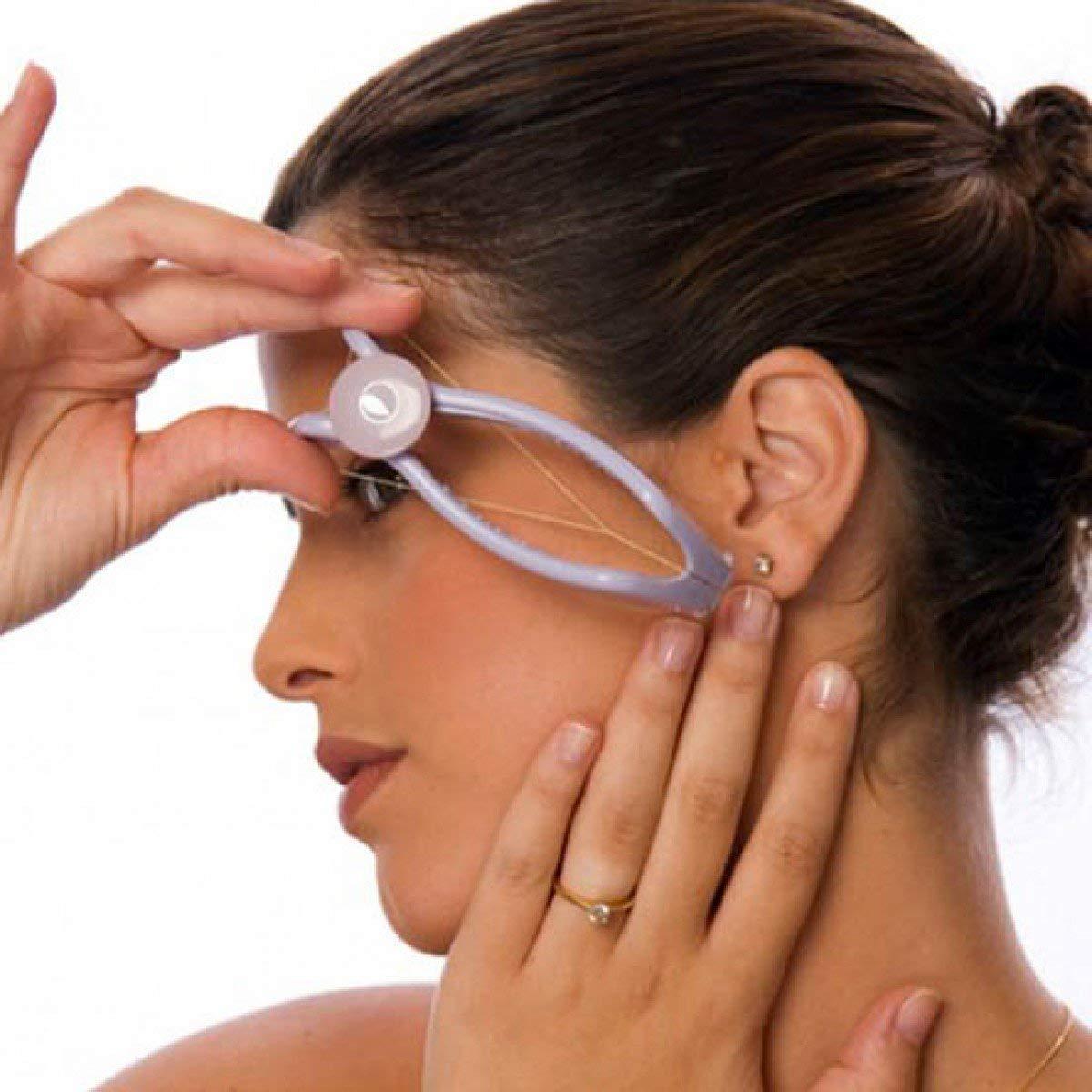 LUSCHE LUSCHE Eyebrow Face and Body Hair Threading Machine Tweezers With Additional 10 Thread (purple)