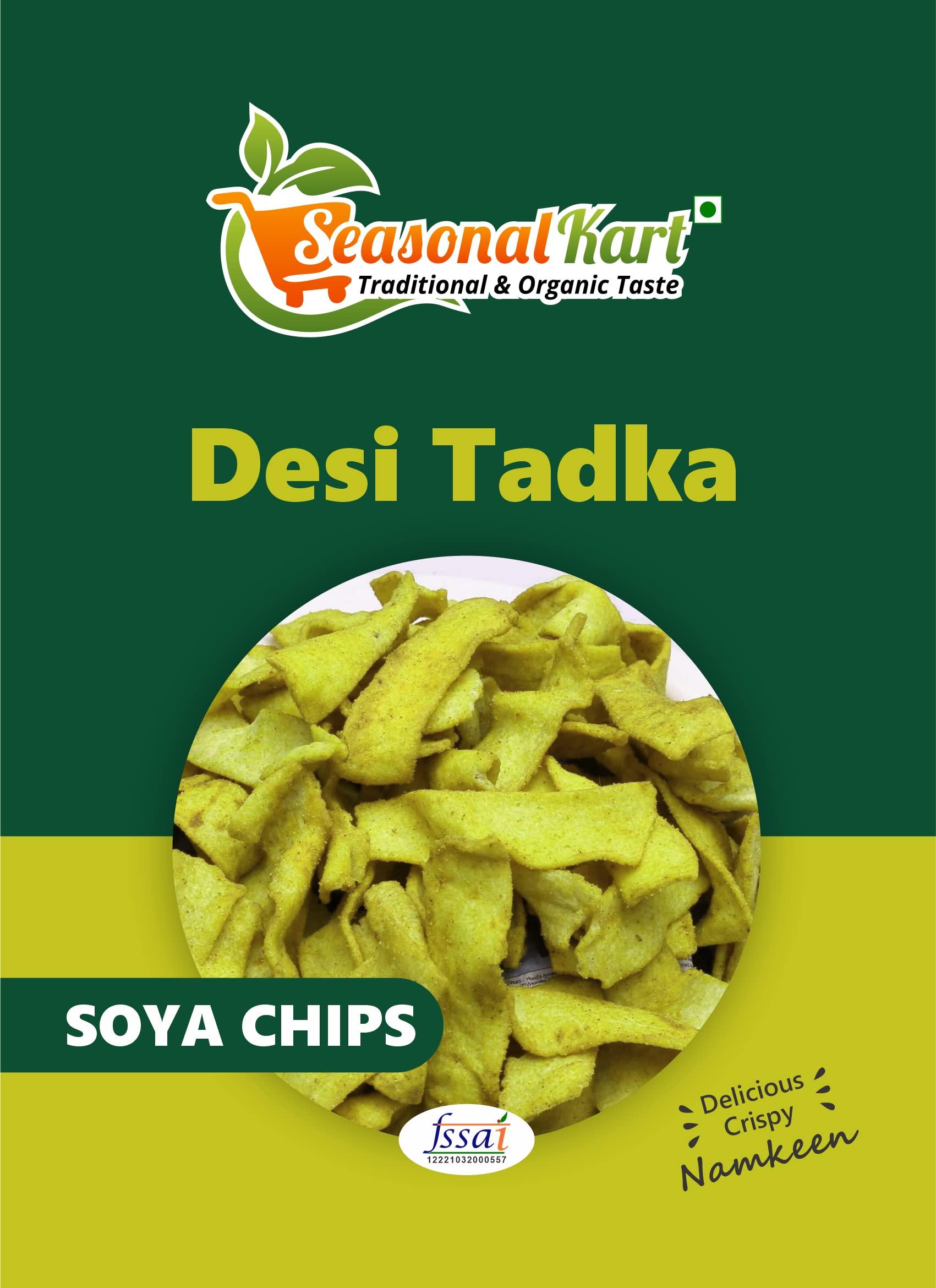 Seasonal Kart Seasonal Kart Desi Tadka Soya Chips Pudina Flavouring I Crunchy Cracker, 100% Vegan I Low Calorie (1 Kg)