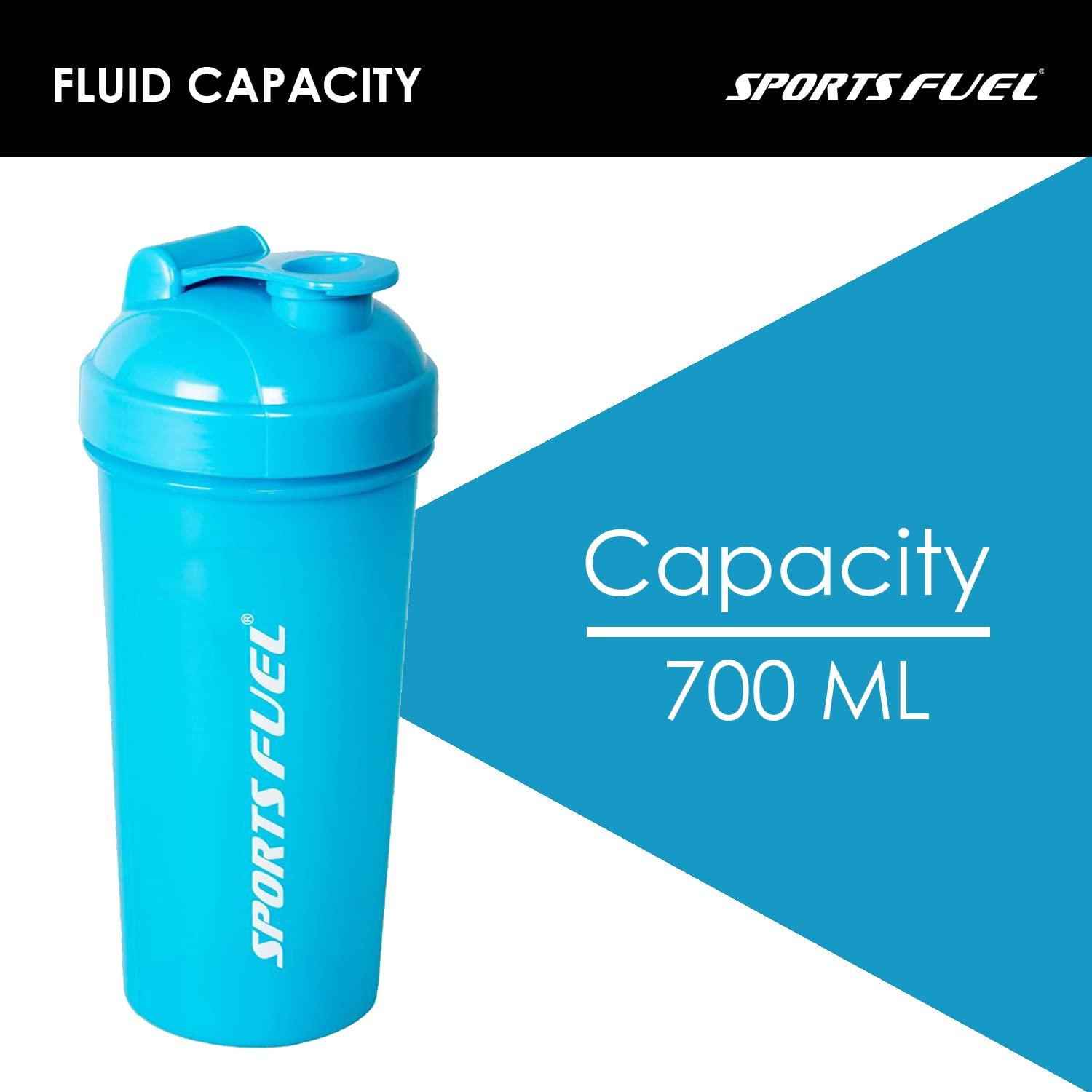 SportsFuel Sports Fuel Shaker Bottles Workout Supplement Protein Shake Gym Water Bottle Gym Sipper Bottle for Men & Women, BPA Free (700 ml) (Blue)