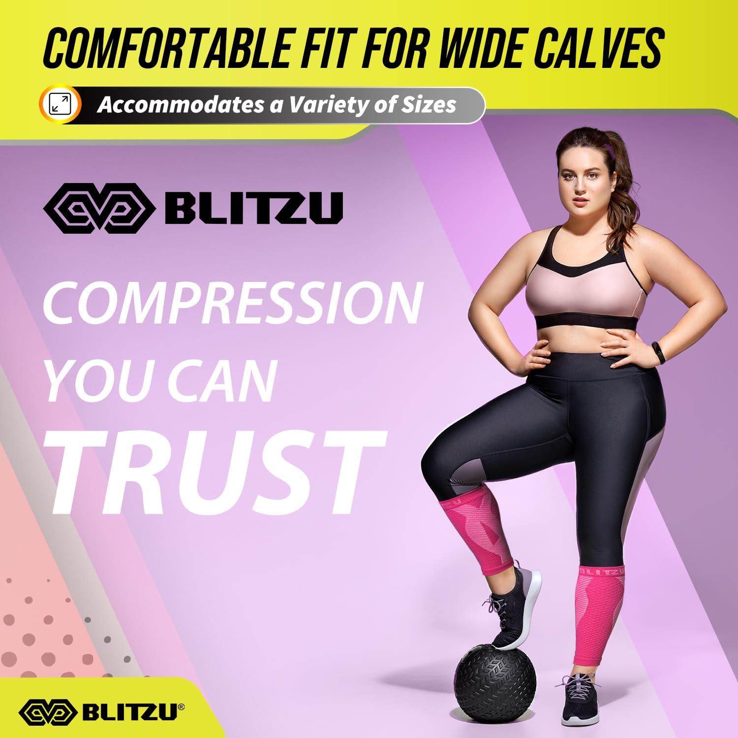 BLITZU BLITZU Calf Compression Sleeves For Women & Men Leg Compression Socks for Runners, Shin Splint, Recovery from Injury & Pain Relief Great for Running, Maternity, Travel, Nurses (Purple, XX-Large)