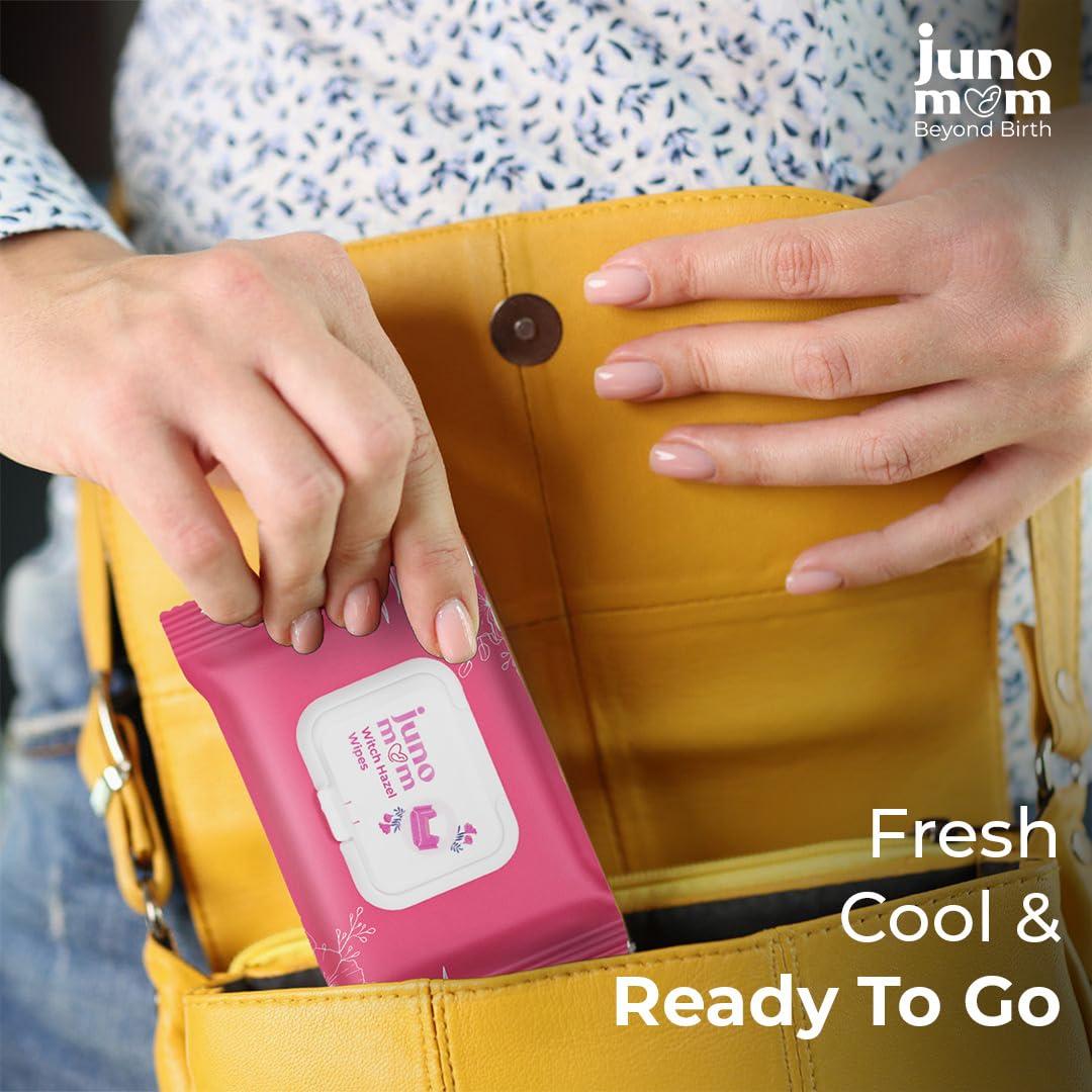 Juno Mom Juno Mom Witch-Hazel Wipes | 100 Pulls (Pack of 5) | Instant Cooling Wet Wipes | Infused with Aloe Vera & Witch Hazel Extracts | Refreshing & Skin-friendly | Paraben & Alcohol-Free