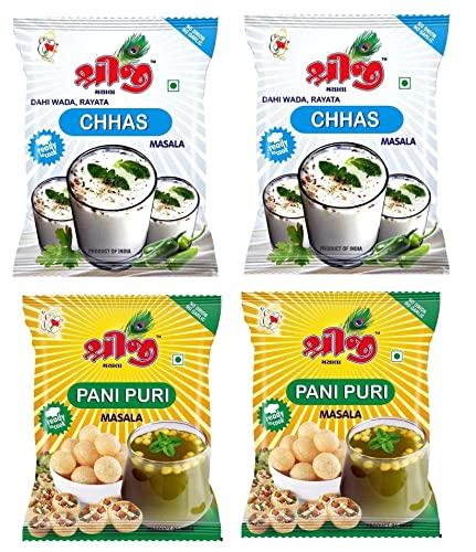 Shreeji Masala Shreeji Masala Gujrati Pani Puri Masala and Chaas Masala | Dahi Masala | Golgappa Masala Combo Pack of 4 (2 Pani Puri Masala Packets + 2 Chas Masala Packets)