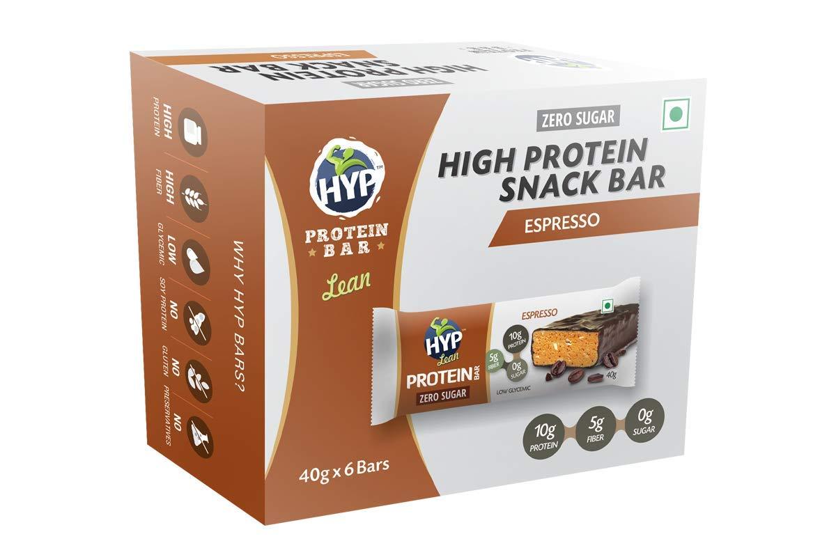 HYP HYP - High Protein Snack Bar, Chocolate Espresso (6x40g) | No Added Sugar | Protein Chocolate Bar Espresso Flavor | Gluten Free Protein Bars | High Protein Snack | Protein Bar Sugar Free