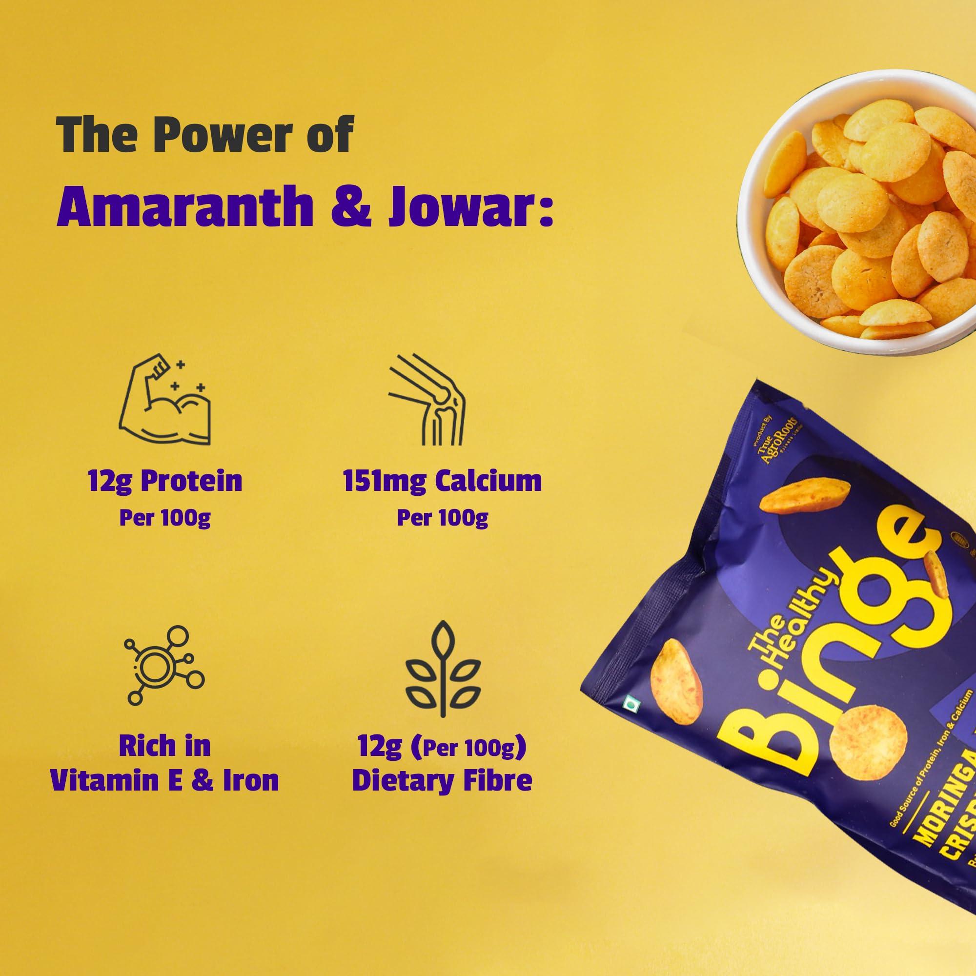 The Healthy Binge The Healthy Binge Amaranth Baked Chips Snacks for Adults and Kids| Healthy snacks for kids and adults | Classic Cheese Flavour | Protein | Gluten Free | 0% Cholesterol | Pack of 9 (40 Gm X 9)