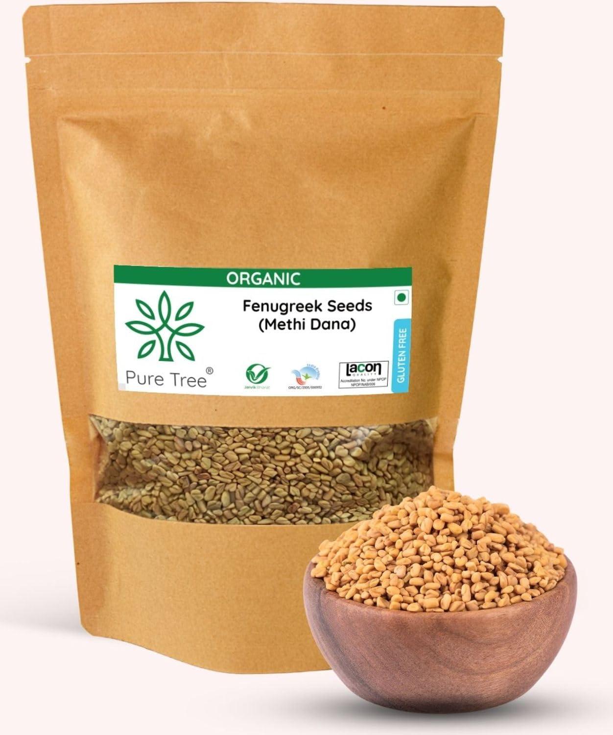 Pure Tree Pure Tree Certified Organic Methi Dana | 400 g | Organic Fenugreek Seeds | Methi Seeds Whole Spices | Menthulu Seeds | Vendayam | Rich in Aroma and Flavour