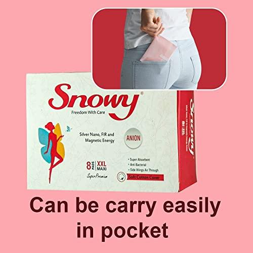 Snowy Snowy Maxi Extra Large Anion Soft Cotton Cover Pads, Large Pads for Heavy Flow, Cotton XXL Sanitary Pads, Anion Strip in Pads, Pack of Two (16 Pads)