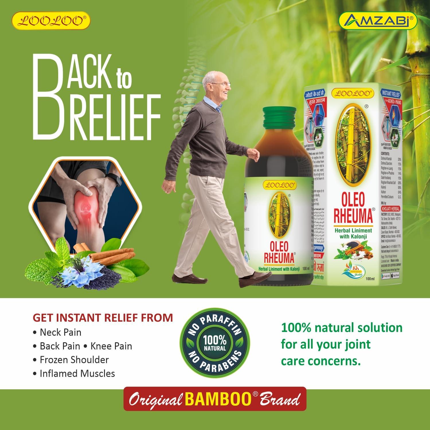 LooLoo LooLoo Oleo Rheuma Herbal Liniment - 100ml | Kalonji, Cinnamon, Clove, Mint & Mustard Oil