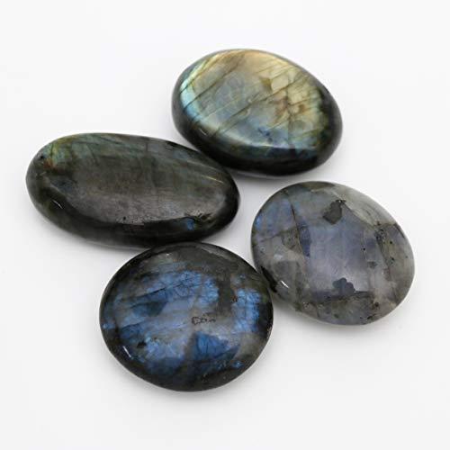 Nvzi Nvzi Natural Labradorite Crystal,yooperlite Stone, Palm Stone, SpectRolite Stone, Worry Stones for Anxiety, Lrregular Heart Reiki Chakra Healing Stone Home Decor, Healing Gemstone Worry Therapy