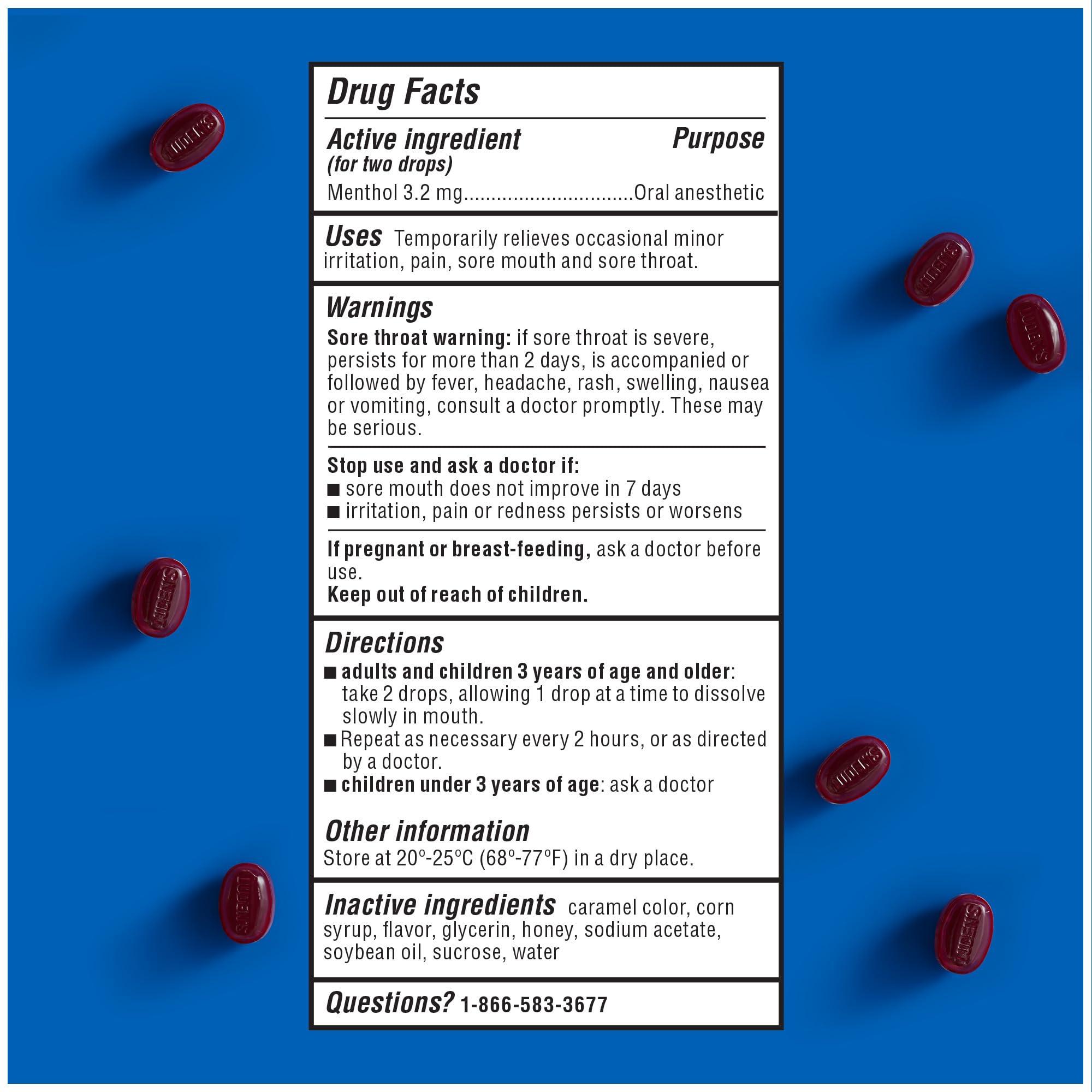 Ludens Luden\'s Throat Drops, Honey Licorice, 12 Bags of 30 drops