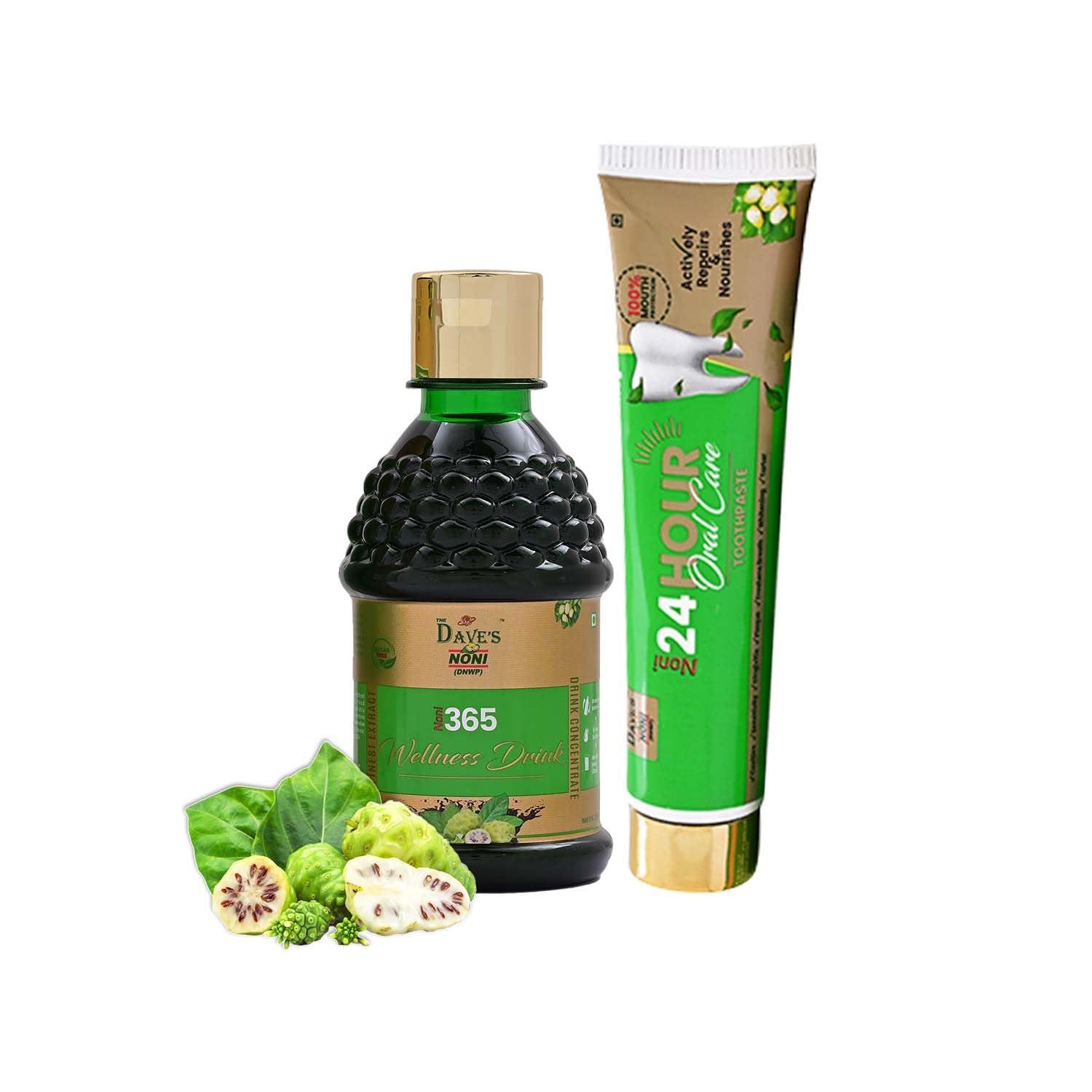 The DAVES NONI ( DNWP) The Dave\'s Noni 365 Wellness Drink, Noni Juice And Noni Toothpaste Combo ,Herbal Immunity Booster Drink ,Detox Drink & Natural Toothpaste for Oral Health , Noni Juice And Noni Toothpaste ,1 Liter Noni Juice and 100 Gram Noni Toothpaste