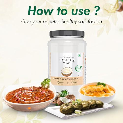 Farm Naturelle Farm Naturelle -100% Pure Organic Extra-Virgin Cold Pressed Coconut Oil 550ml | Aroma for Cooking & Healthy Skin and Hair | 100% Vegan (Glass Bottle -550ml)