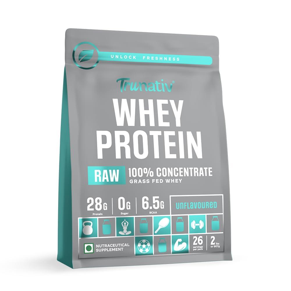 TruNativ TruNativ Raw Whey Protein Concentrate Powder for Muscle Support & Recovery | 24 gm Protein | 5 gm BCAA | No Added Sugar | Ultra low Carbs | For Men & Women | Unflavoured Protein Powder 907g