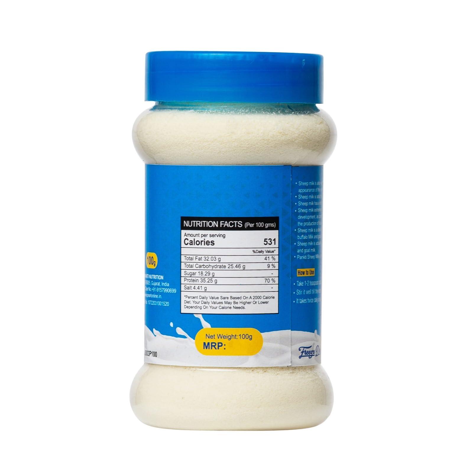 Pankti Pankti Freeze Dried Sheep Milk Powder (No Artificial Colors or Flavors, No Preservatives or Additives) 100 Gm (Pack Of 1)