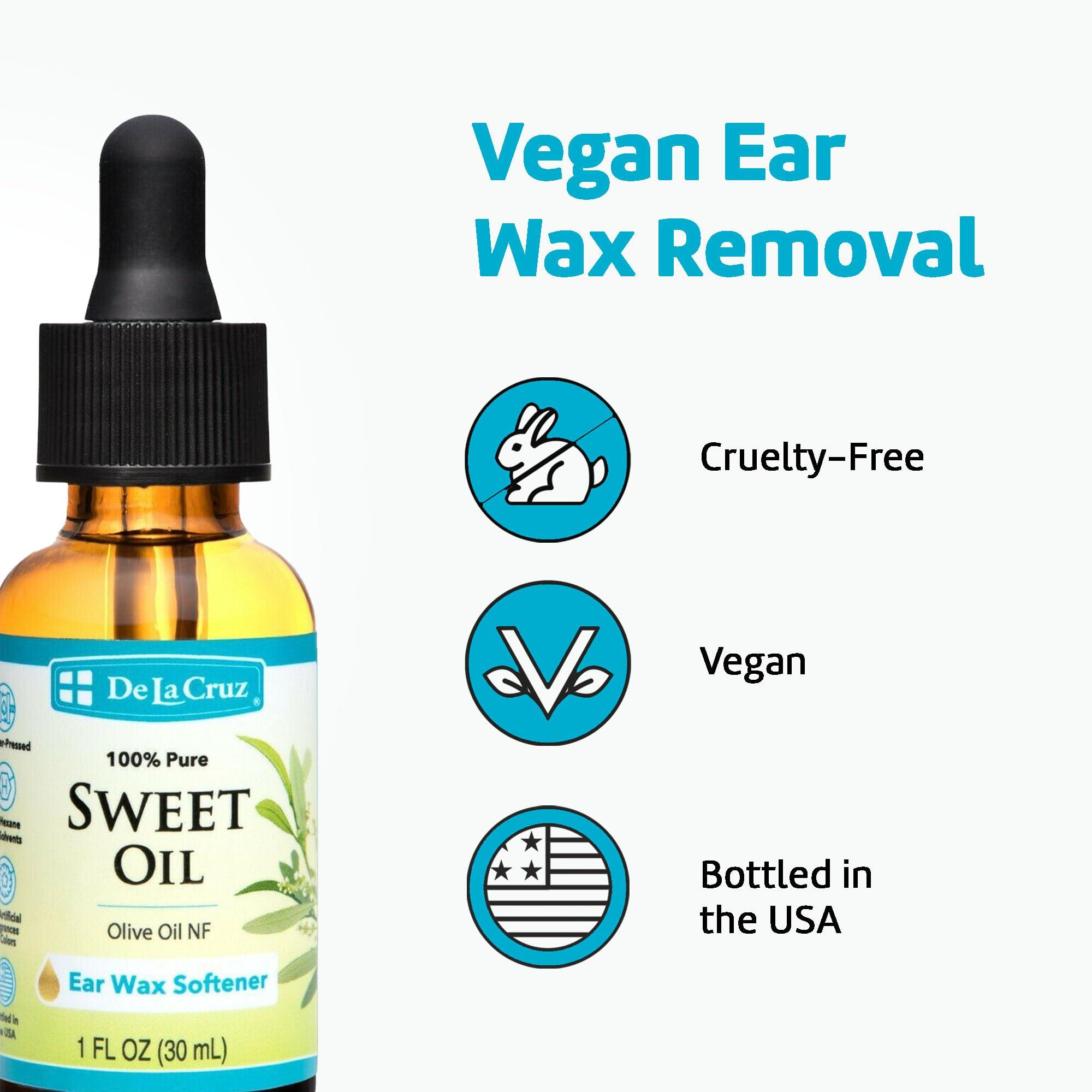 De La Cruz De La Cruz 100% Pure Sweet Oil, for Softening Ear Wax, Bottled in USA, 1 FL. OZ.