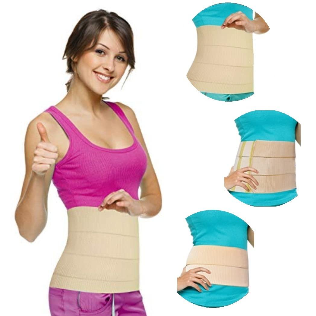 lureme Lureme Sego Elastic Abdominal Corset 4 Panel Waist Belt for Back Pain Relief-Compression with Vertical Adjustments - Fully Elastic Abdominal Binder Slim Body Shaper Workout Girdle Belt - Free Size