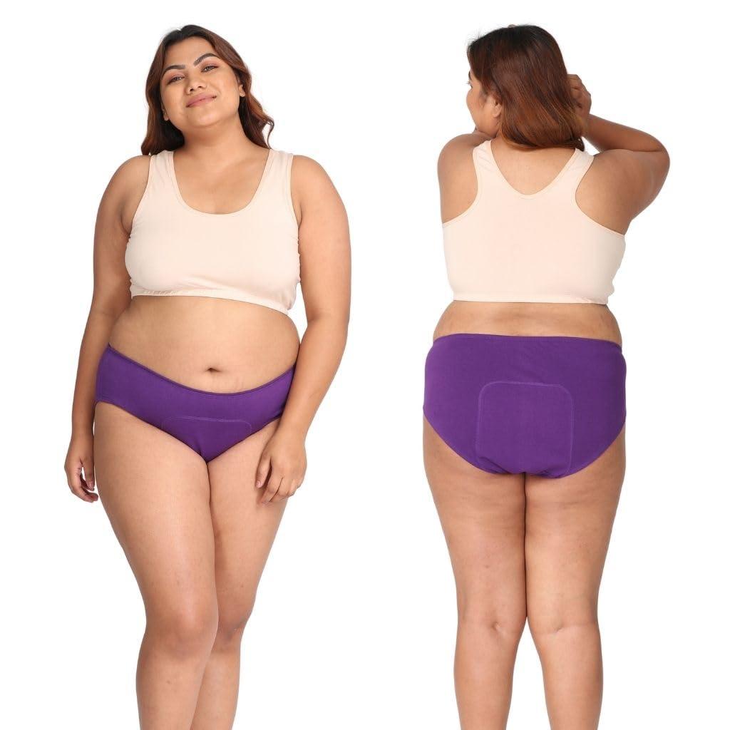 Adira Adira | Reusable Period Panty for Women | Hipster Fit | Reusable | Leakproof Panty for Periods | Low to Medium Flow | Use with Pad | Plus Size | Pack of 2 | Magenta | 7XL