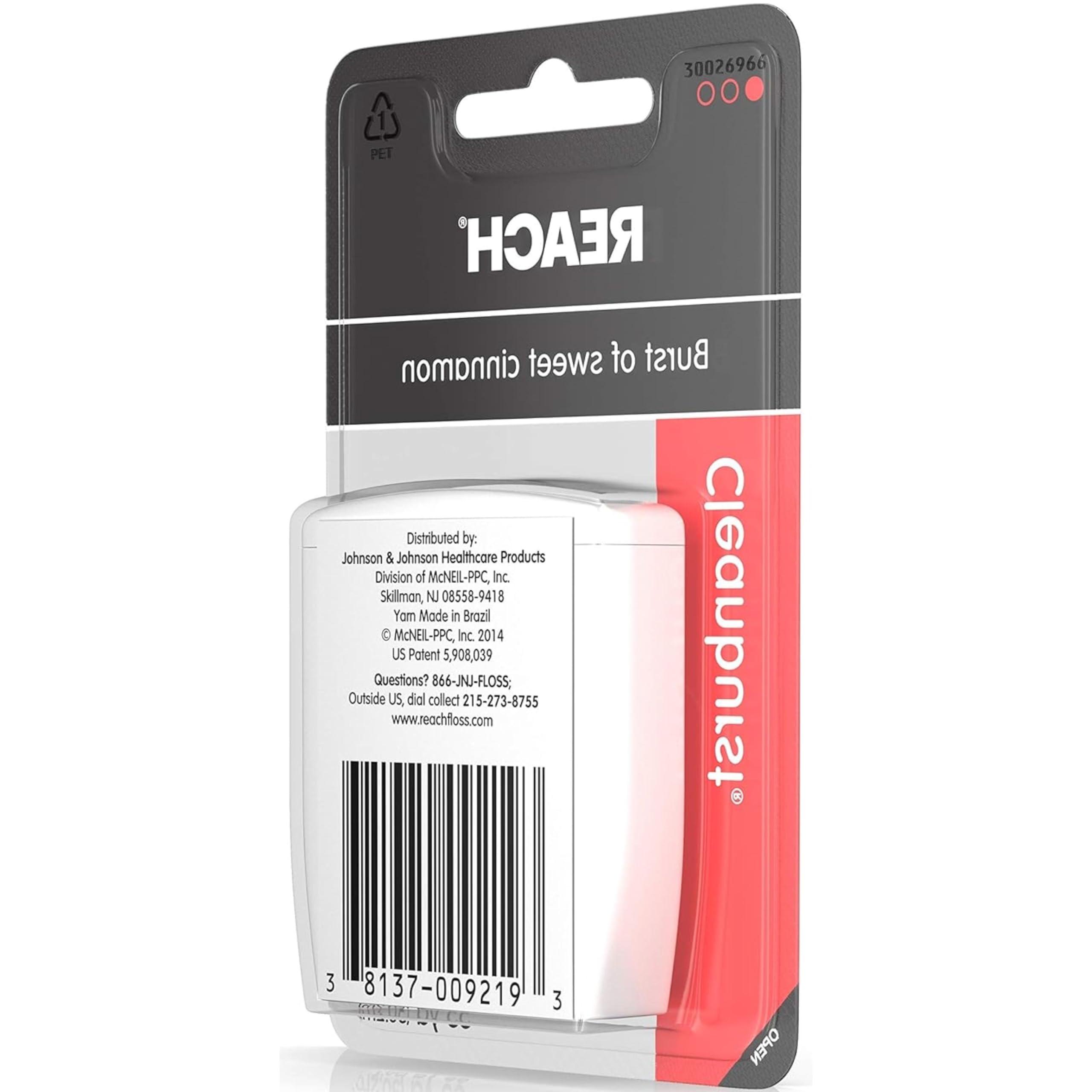 Reach J&J Dent Fls Cin Wax Size 55yd Reach Clean Burst Cinnamon Waxed Floss