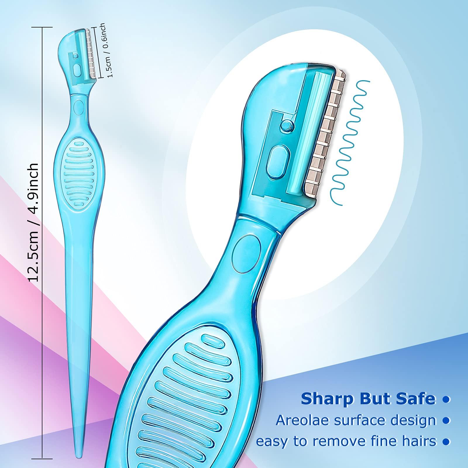 Honoson Lip Razor for Women Portable Face Razors for Women Facial Hair Razor Women's Shaving Hair Removal Tool Dermaplaning Tool Eyebrow Hair Trimmer with Safety Cap for Makeup Face Care, 4 Colors (16)