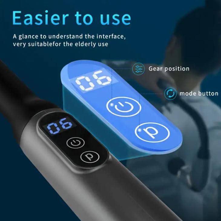 Earwig Earwig Electric Fascial Gun, Hammer Back Tool, Lengthened Fascia Hammer, Back Percussion Massage Relaxation Whole Body Muscle Hammer Silent Fascia Gun with LED Screen with 4 Massage Headswith 3 Modes & 6 Speed Levels