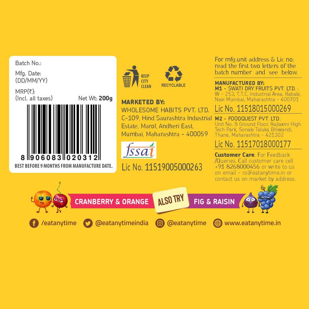 EAT Anytime Eat Anytime Mindful Healthy Trail Mix Combo of Papaya & Pineaple, Fig & Raisin | No Added Sugar & No Preseervatives | Antioxident | Healthy Sanck For Breakfast & Dieat - 200gm(Combo of 2)