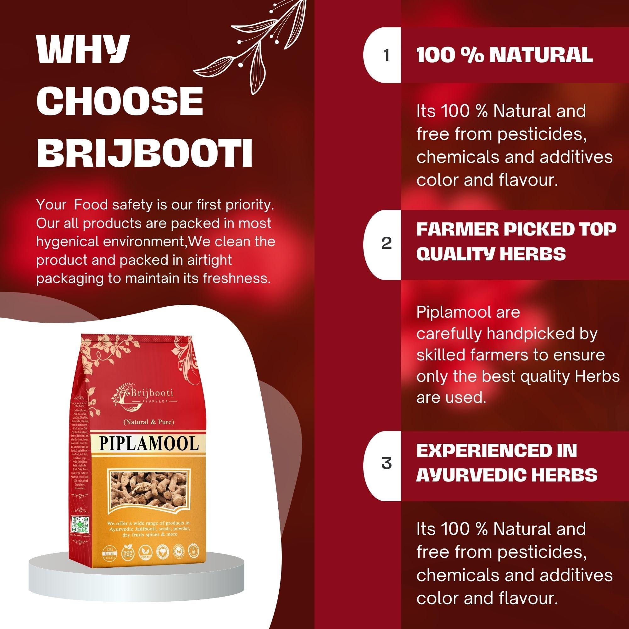 BrijBooti Brijbooti Pipla Mool (400 gm) | Piplamool Dampa | Piplamool | Peepla Mool